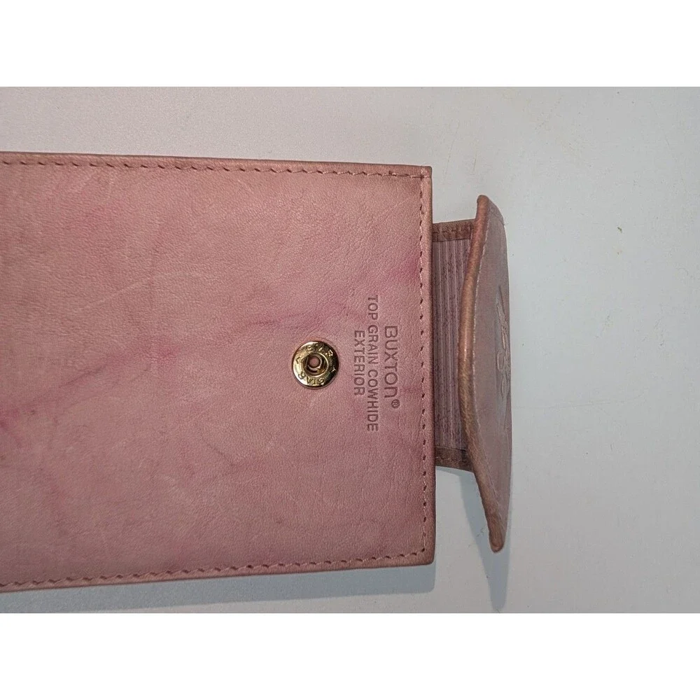 Buxton Pink Genuine Leather Wallet Bifold Organizer Coin Pocket ID Holder NIB